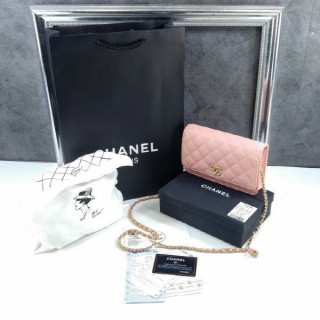 샤* 클래식 NWT 23C Chanel Trendy 지갑 On 체인 WOC 인디핑크 페이던트 램스킨 마이크로칩 플랩백 (풀박스)